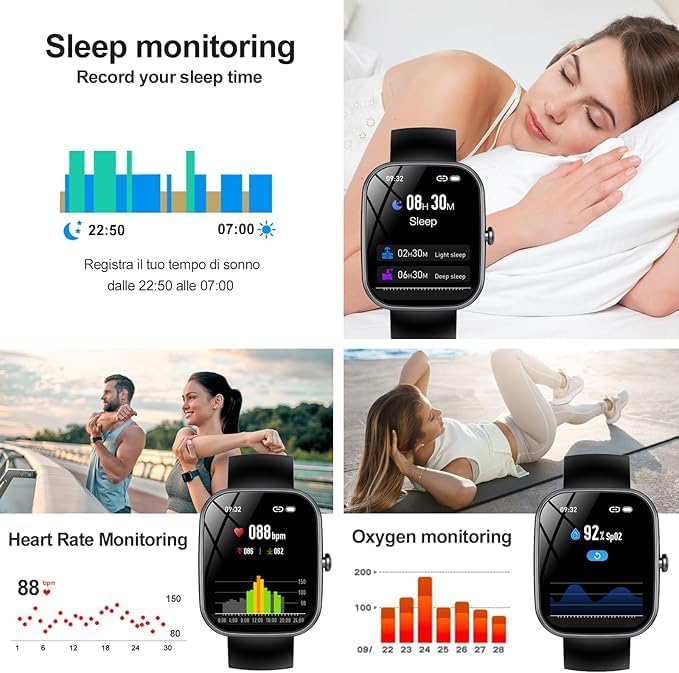 Smart Watch For Men Women, 1.91 '' Hd Smartwatch With Bluetooth Call (Answer/Make), Activity Fitness Tracker With Sleep Monitor,